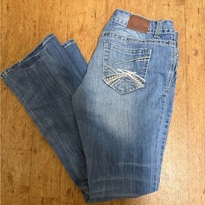 Blue Denim Jeans with White Stitching